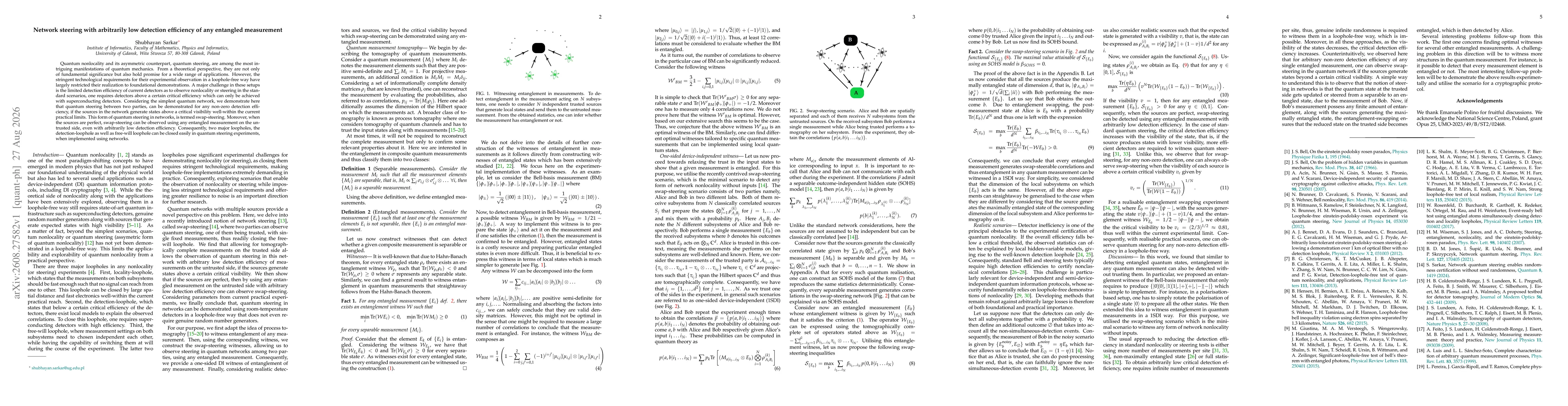 Thumbnail for Network steering with arbitrarily low detection efficiency of any entangled measurement