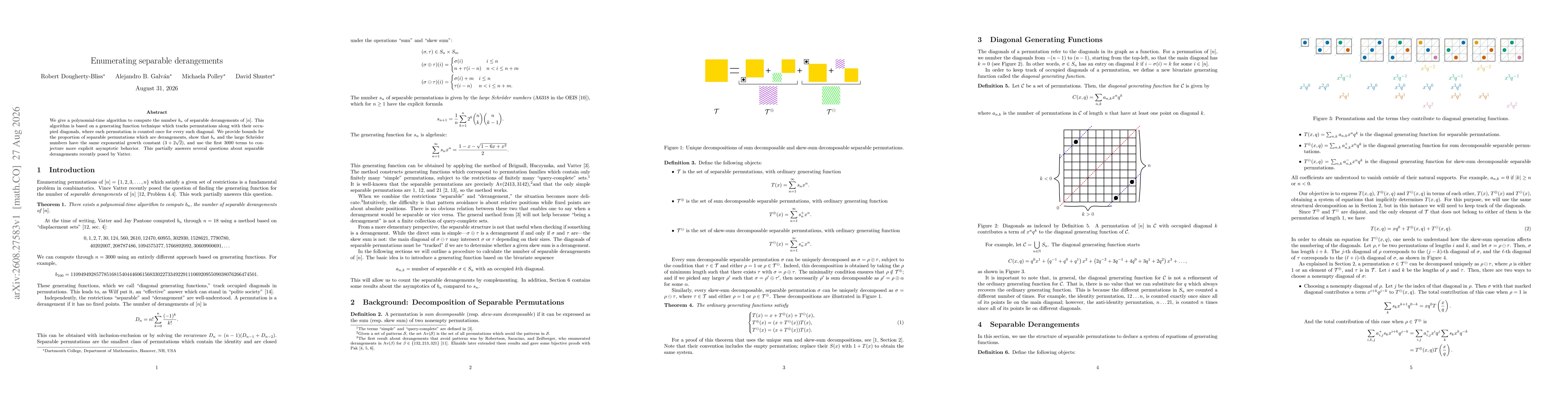 Thumbnail for Enumerating separable derangements