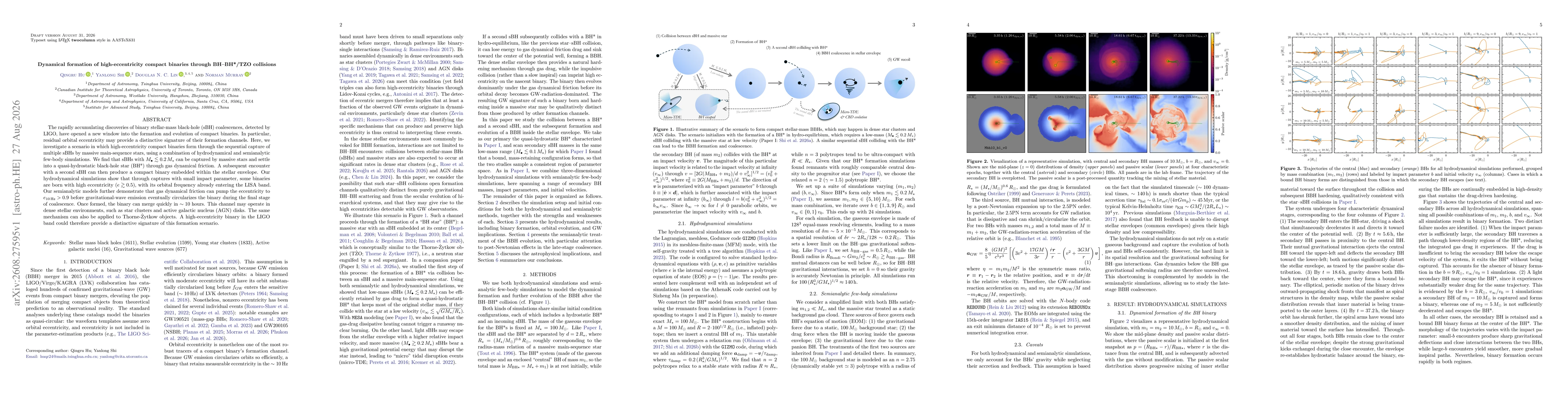 Thumbnail for Dynamical formation of high-eccentricity compact binaries through BH--BH*/TZO collisions