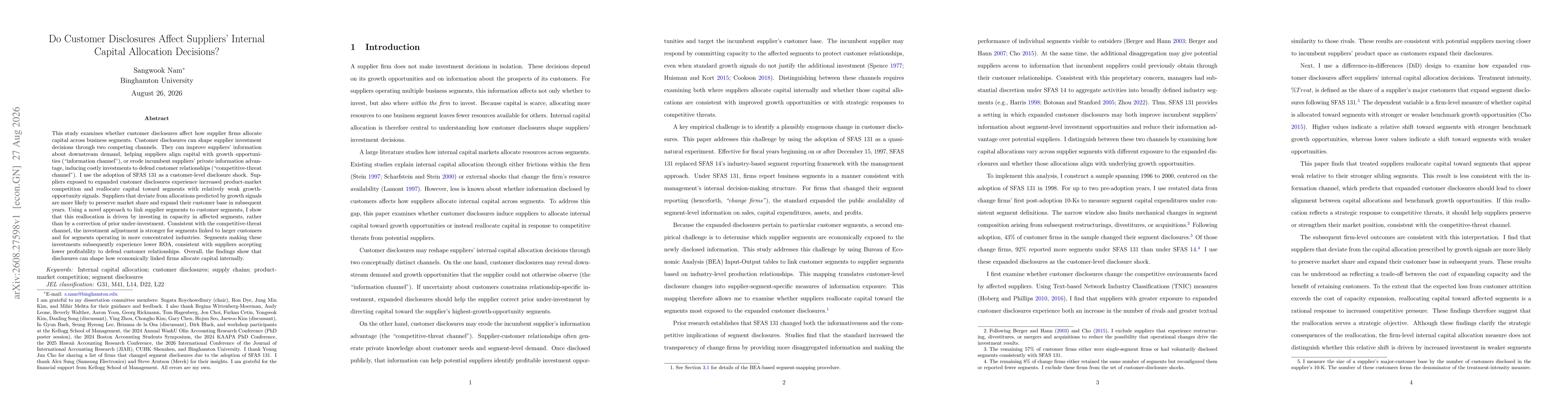 Thumbnail for Do Customer Disclosures Affect Suppliers' Internal Capital Allocation Decisions?