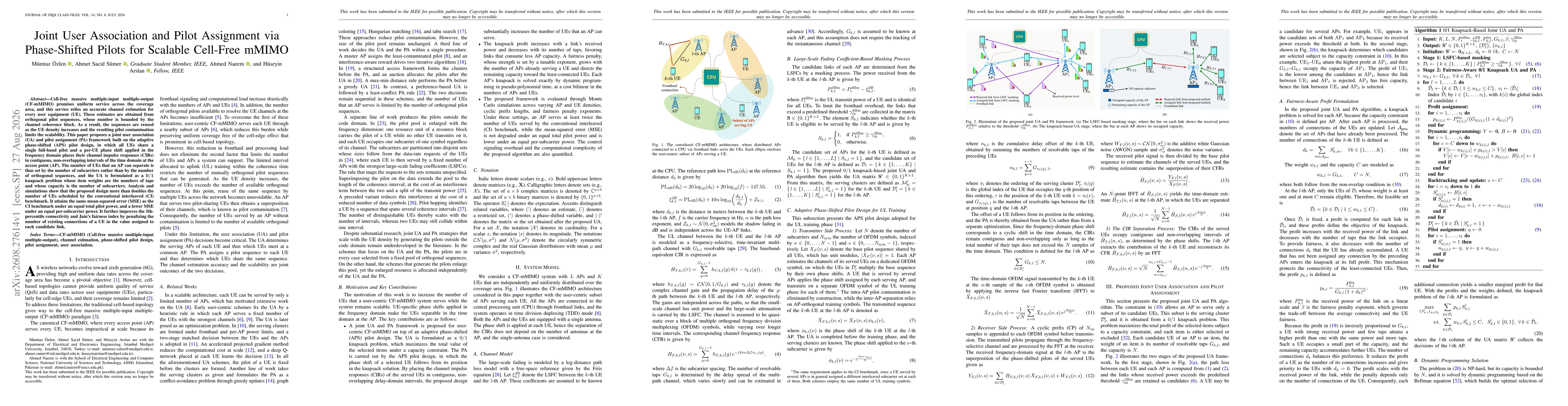 Thumbnail for Joint User Association and Pilot Assignment via Phase-Shifted Pilots for Scalable Cell-Free mMIMO