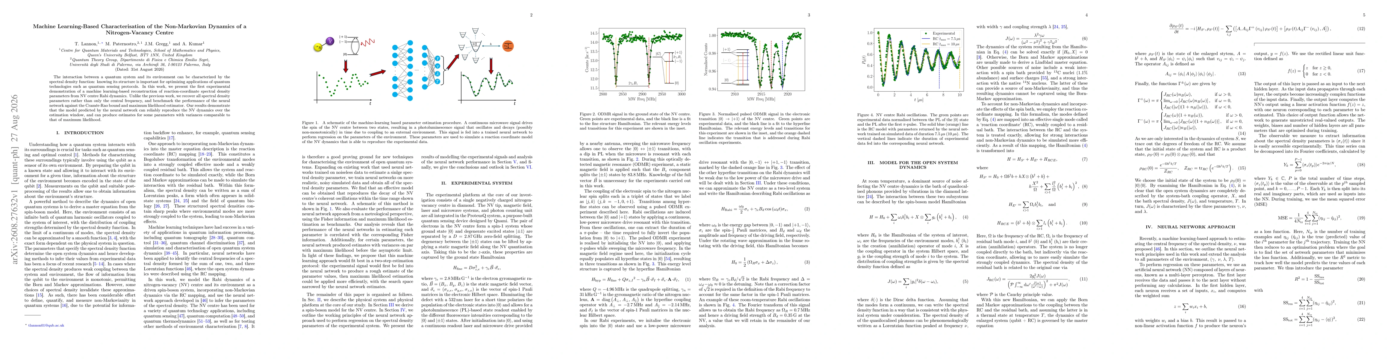 Thumbnail for Machine Learning-Based Characterisation of the Non-Markovian Dynamics of a Nitrogen-Vacancy Centre