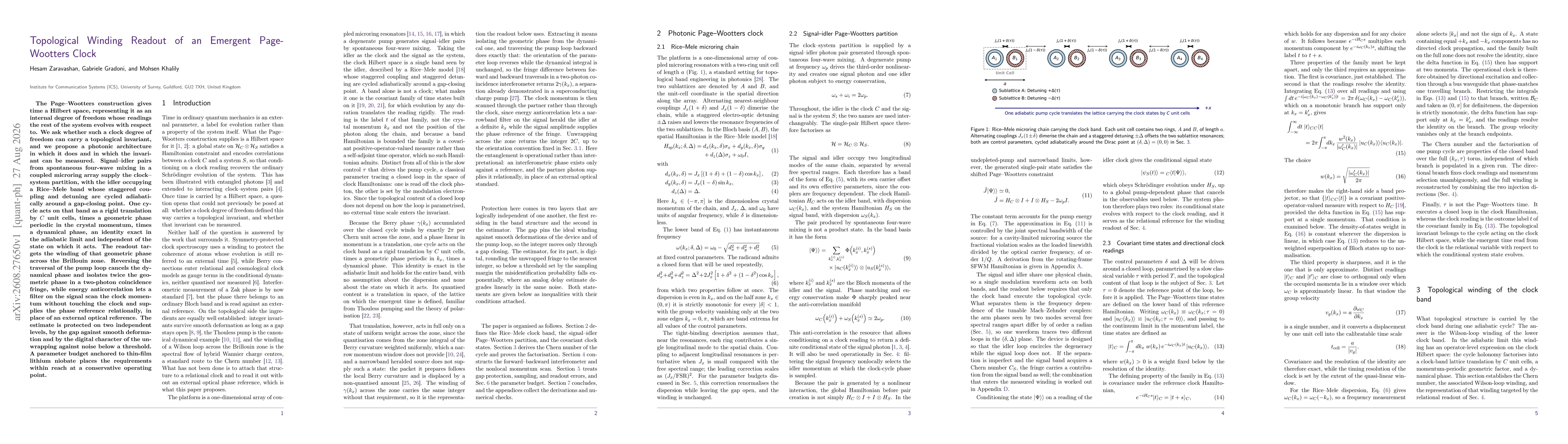 Thumbnail for Topological Winding Readout of an Emergent Page-Wootters Clock