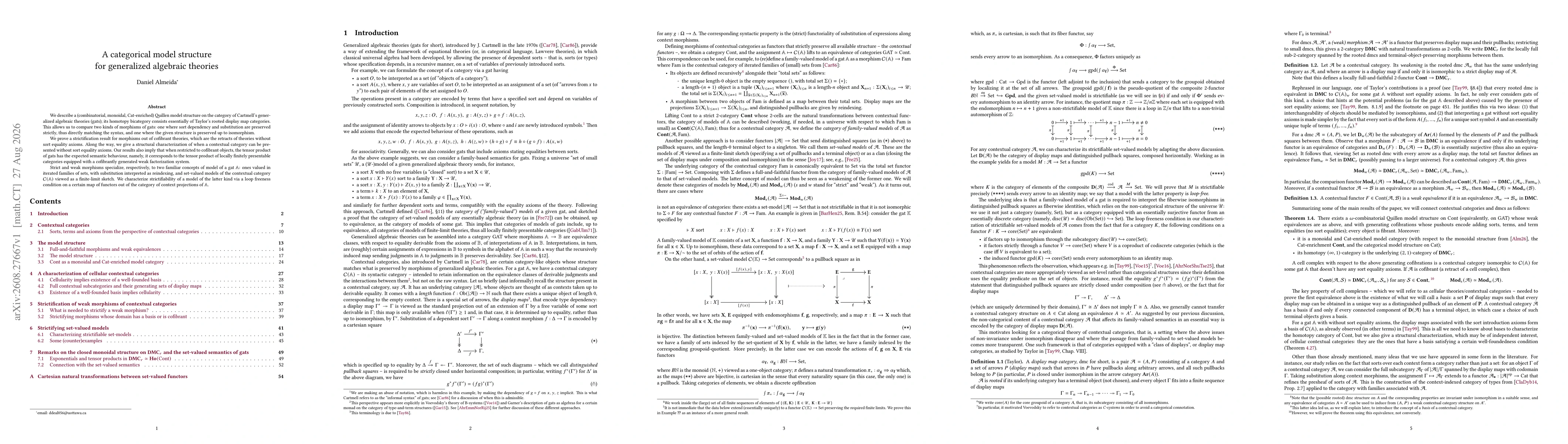 Thumbnail for A categorical model structure for generalized algebraic theories