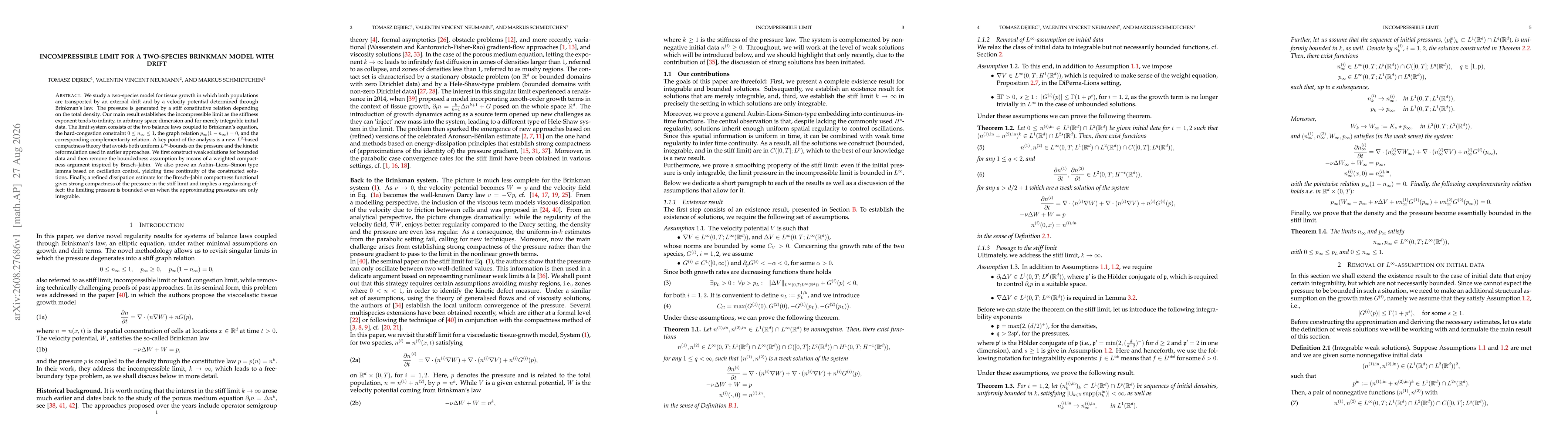 Thumbnail for Incompressible limit for a two-species Brinkman model with drift