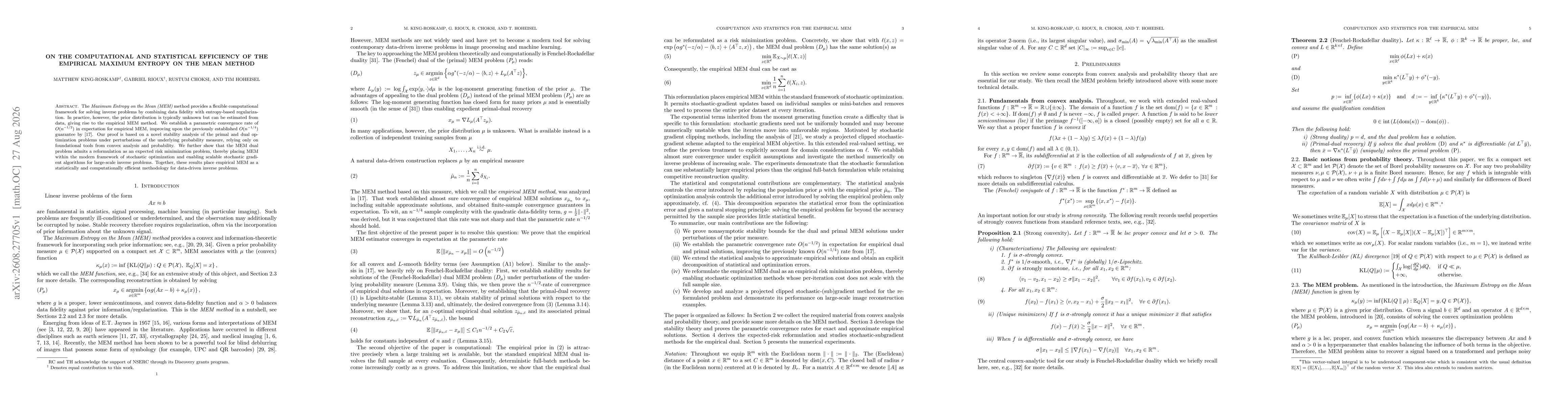 Thumbnail for On the Computational and Statistical Efficiency of the Empirical Maximum Entropy on the Mean Method