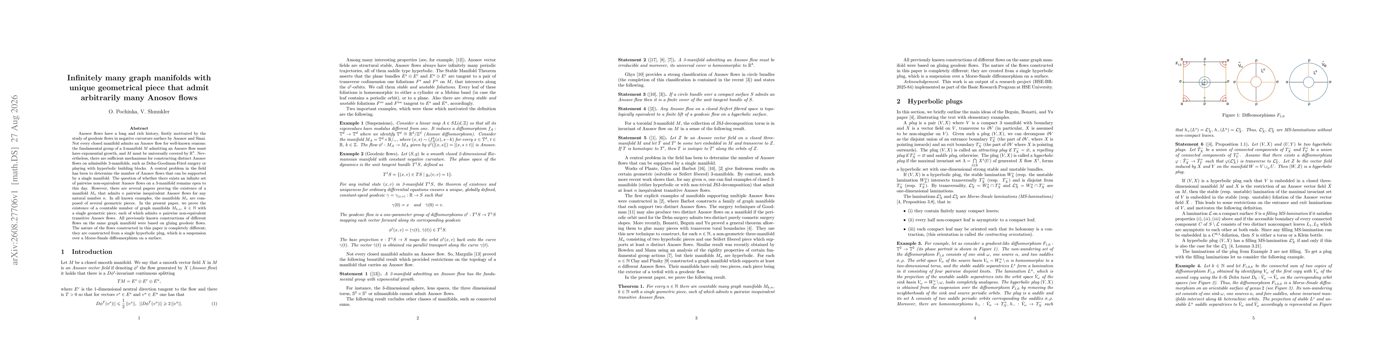 Thumbnail for Infinitely many graph manifolds with unique geometrical piece that admit arbitrarily many Anosov flows