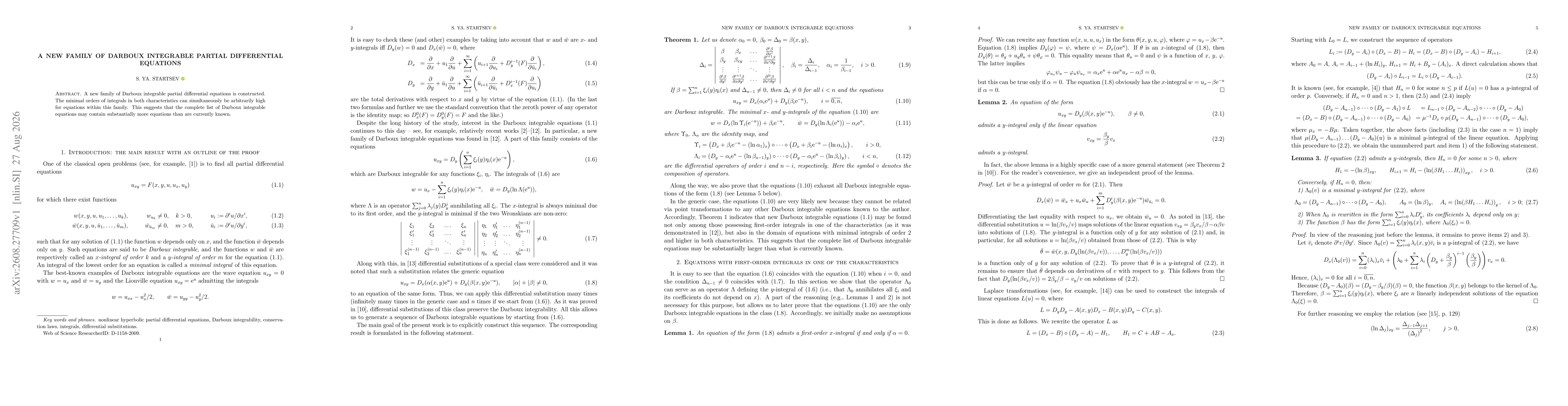 Thumbnail for A new family of Darboux integrable partial differential equations