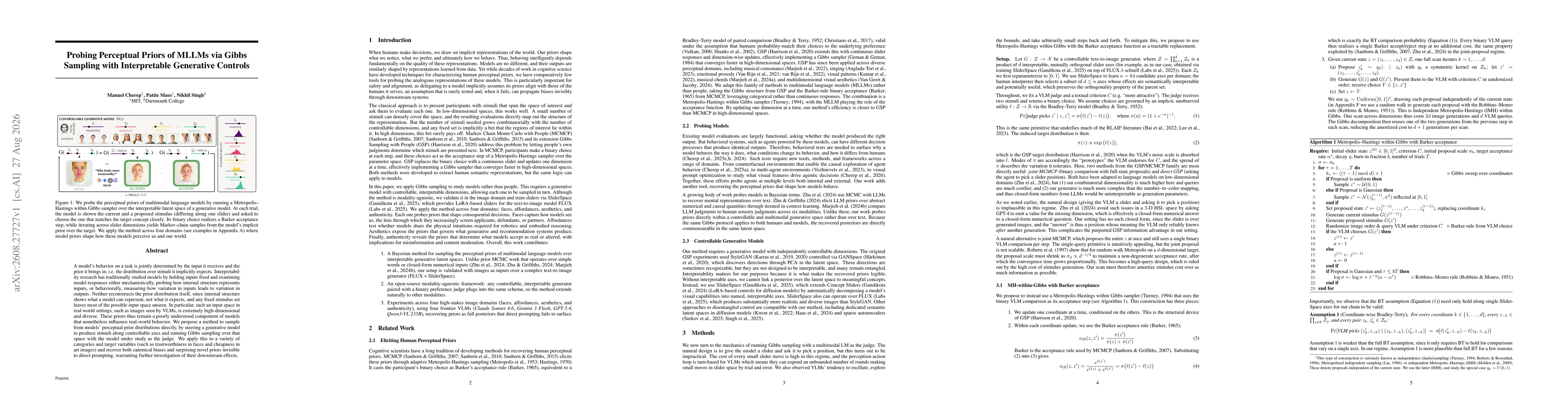 Thumbnail for Probing Perceptual Priors of MLLMs via Gibbs Sampling with Interpretable Generative Controls