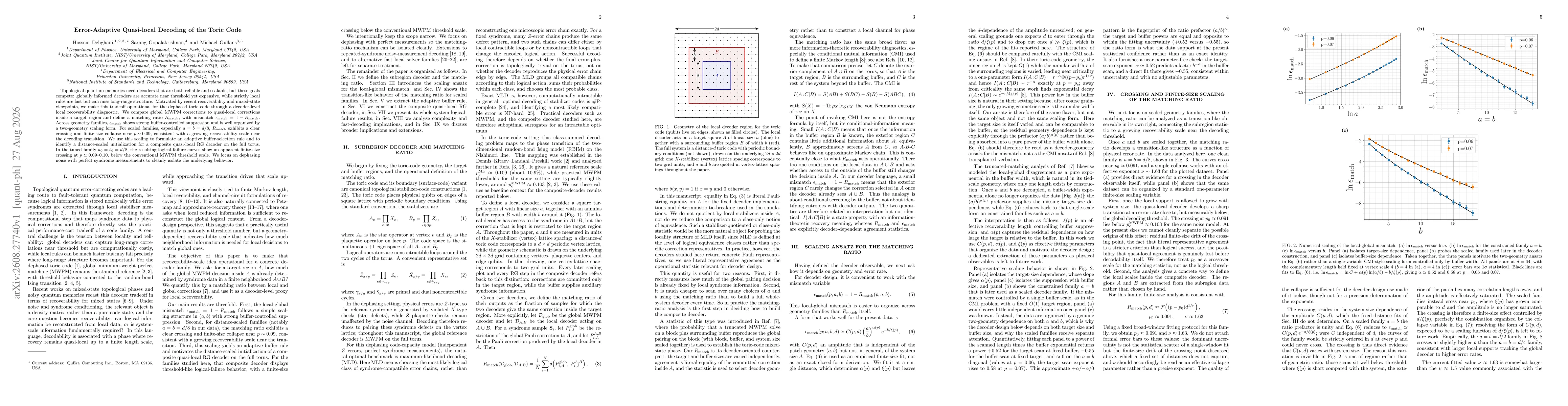 Thumbnail for Error-Adaptive Quasi-local Decoding of the Toric Code