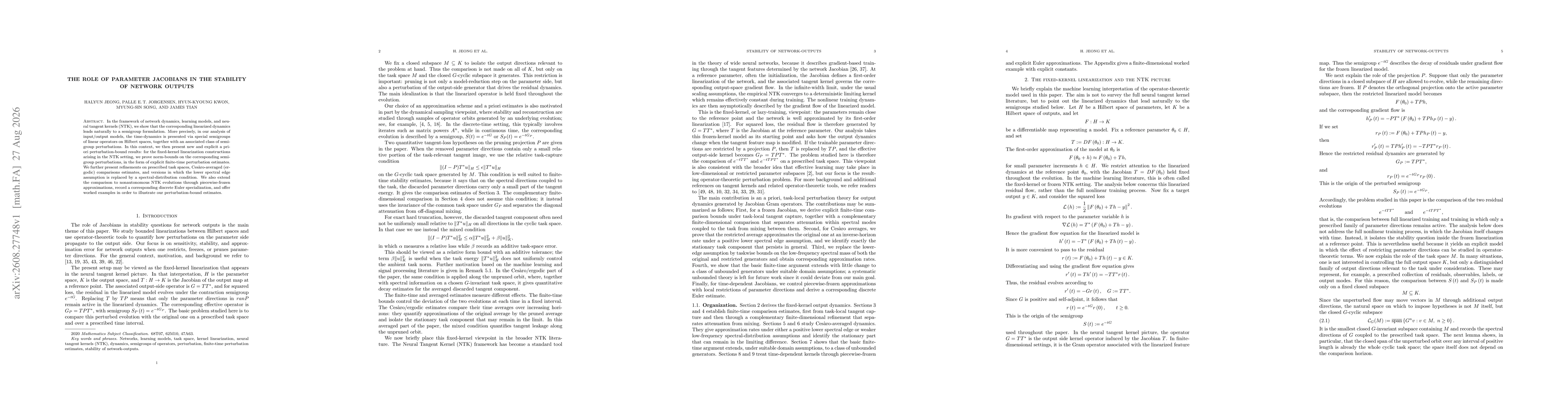 Thumbnail for The role of parameter Jacobians in the stability of network outputs