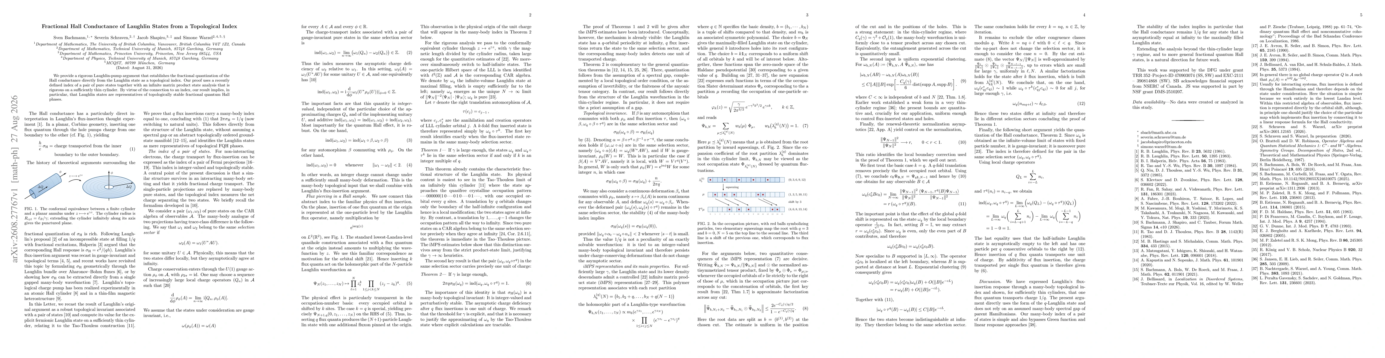 Thumbnail for Fractional Hall Conductance of Laughlin States from a Topological Index