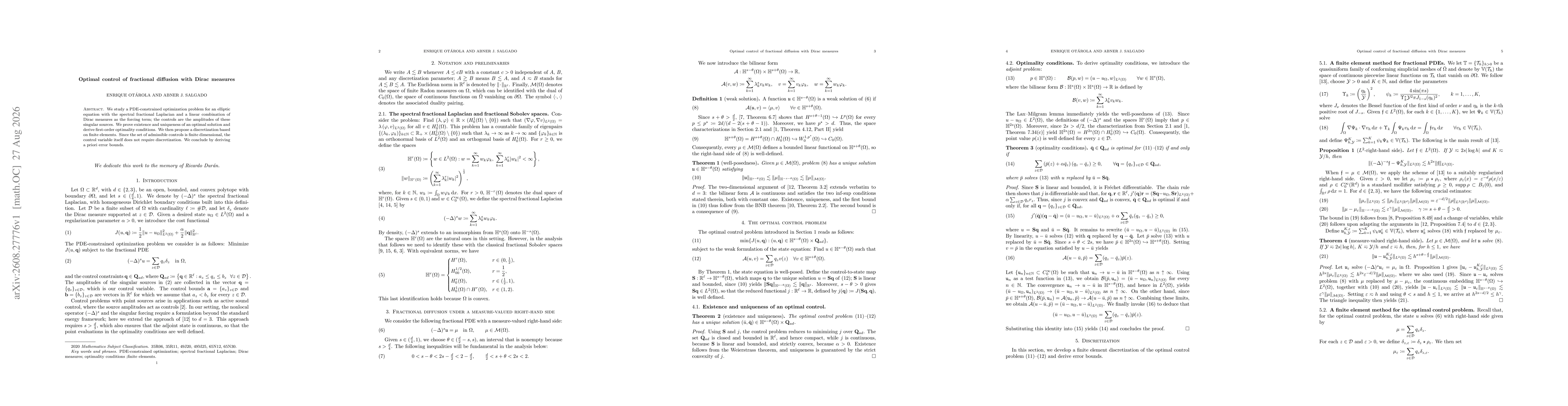 Thumbnail for Optimal control of fractional diffusion with Dirac measures