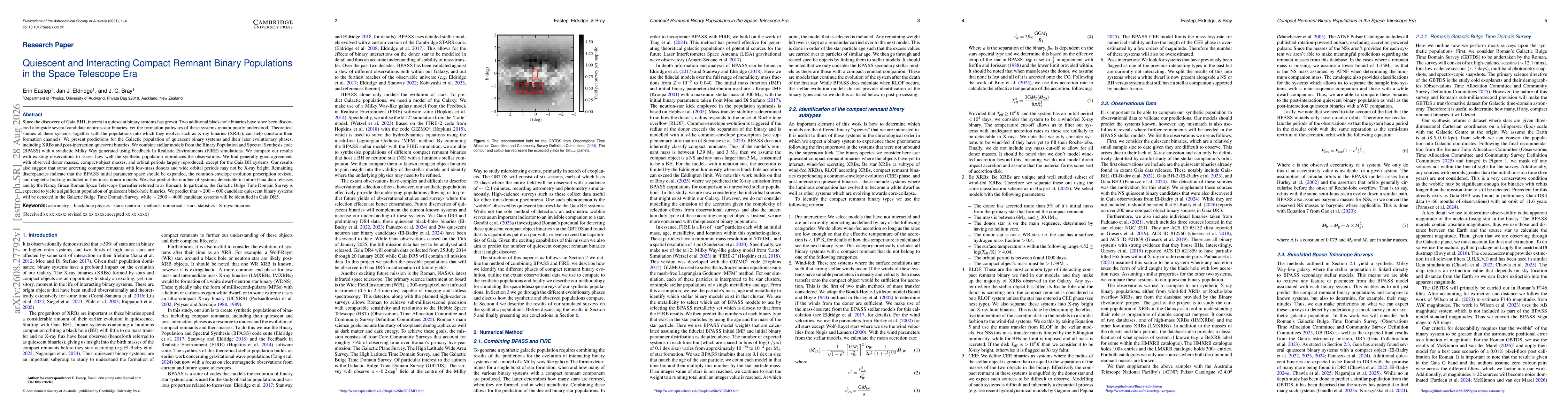 Thumbnail for Quiescent and Interacting Compact Remnant Binary Populations in the Space Telescope Era