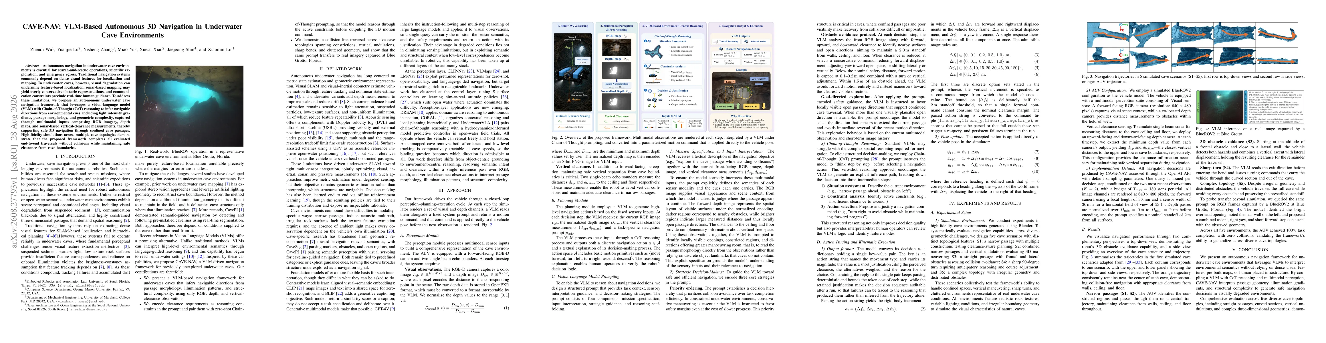 Thumbnail for CAVE-NAV: VLM-Based Autonomous 3D Navigation in Underwater Cave Environments