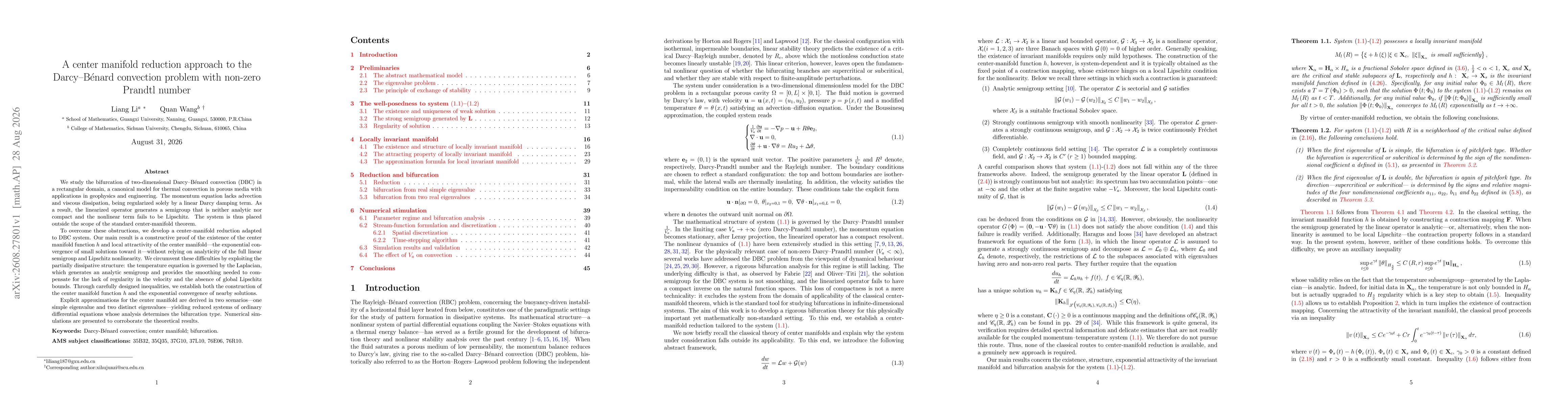 Thumbnail for A center manifold reduction approach to the Darcy-Bénard convection problem with non-zero Prandtl number