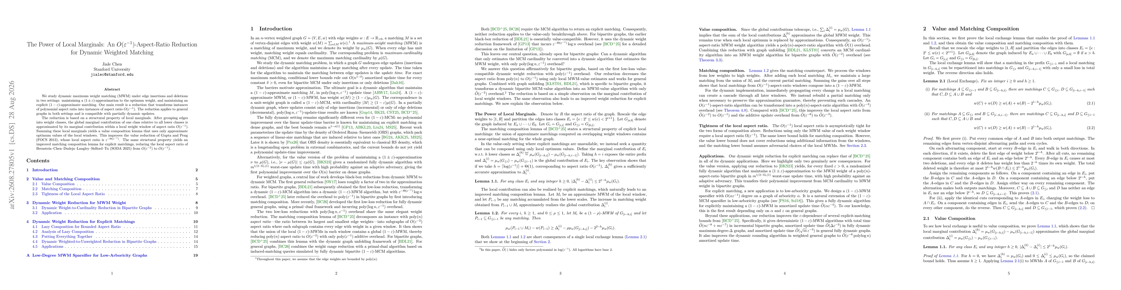 Thumbnail for The Power of Local Marginals: An $O(\varepsilon^{-1})$-Aspect-Ratio Reduction for Dynamic Weighted Matching