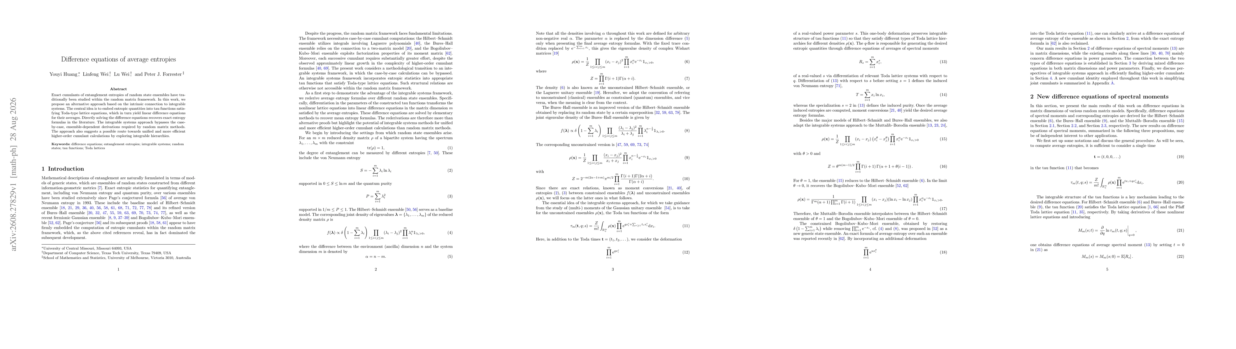 Thumbnail for Difference equations of average entropies