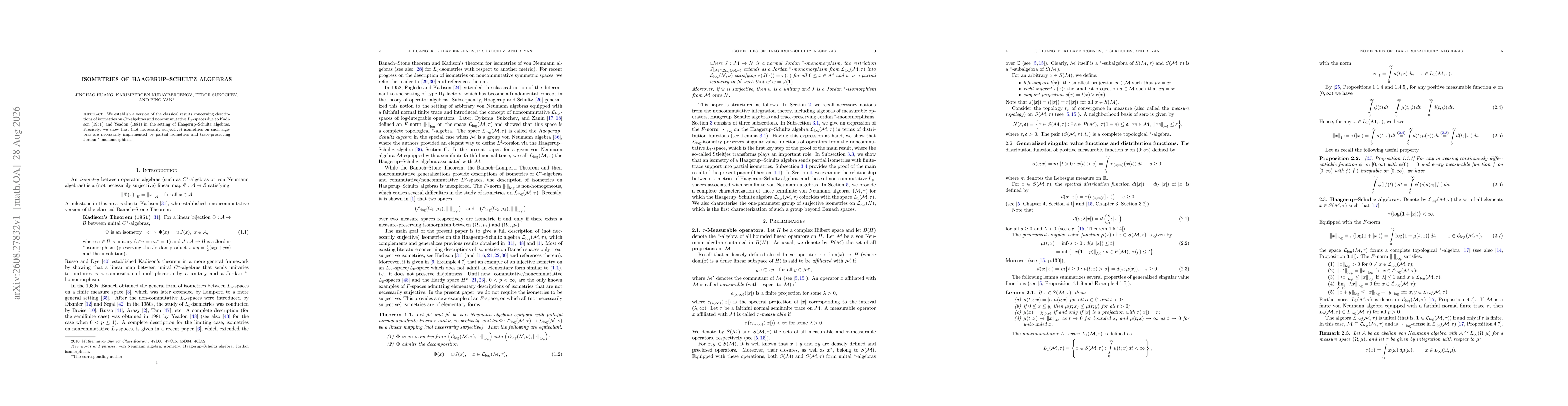 Thumbnail for Isometries of Haagerup--Schultz algebras