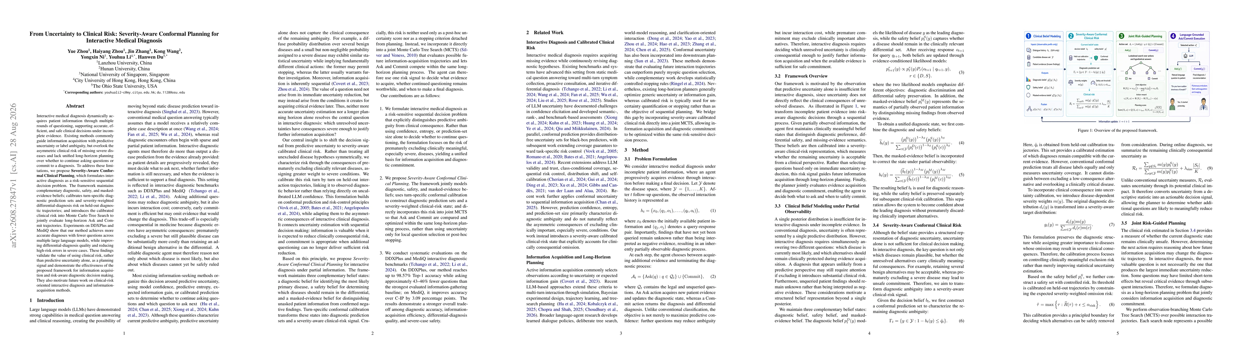 Thumbnail for From Uncertainty to Clinical Risk: Severity-Aware Conformal Planning for Interactive Medical Diagnosis