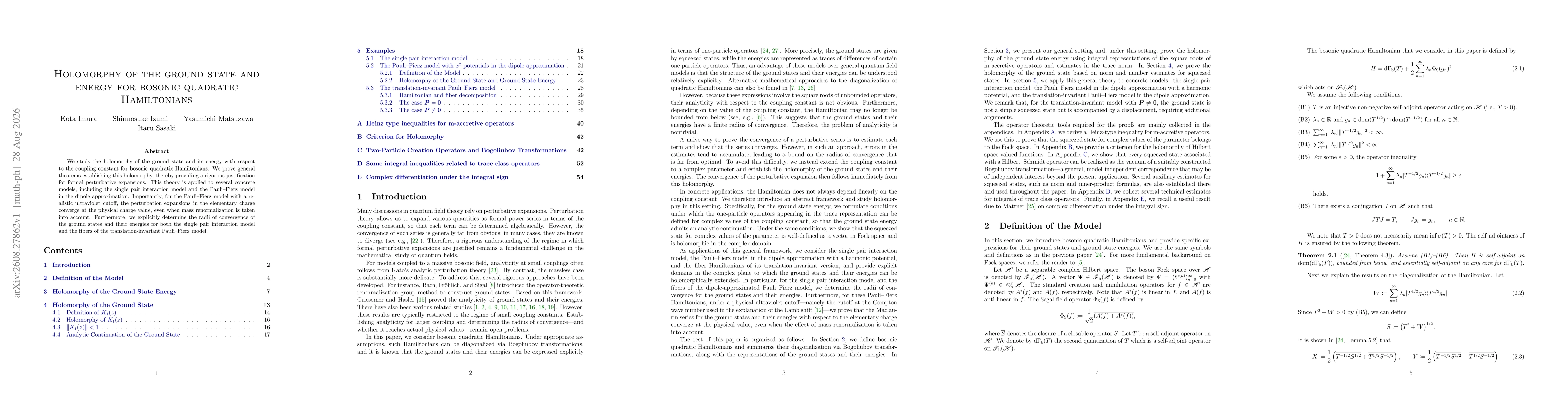 Thumbnail for Holomorphy of the ground state and energy for bosonic quadratic Hamiltonians