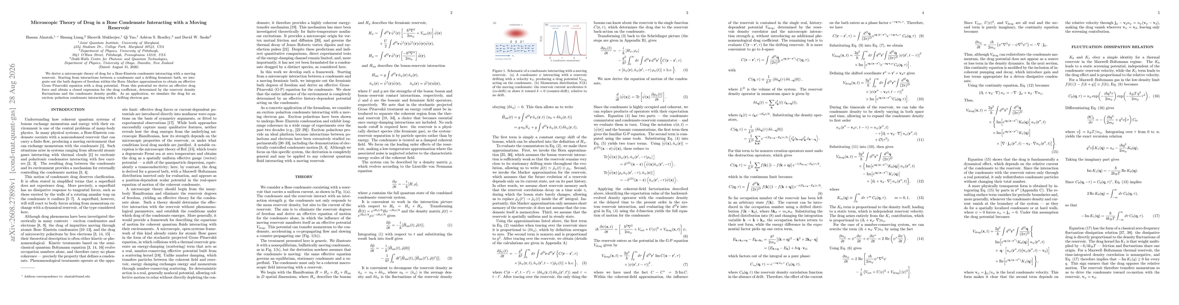 Thumbnail for Microscopic Theory of Drag in a Bose Condensate Interacting with a Moving Reservoir