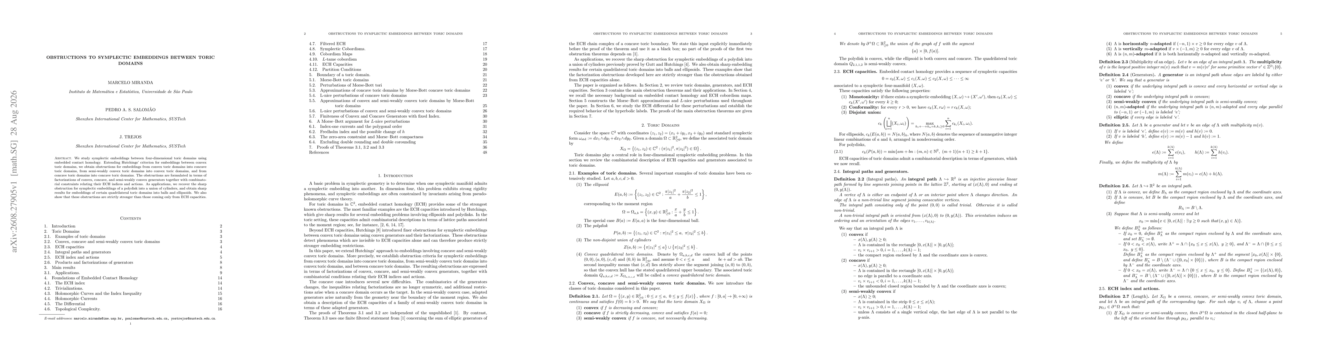 Thumbnail for Obstruction to Symplectic Embeddings between Toric Domains