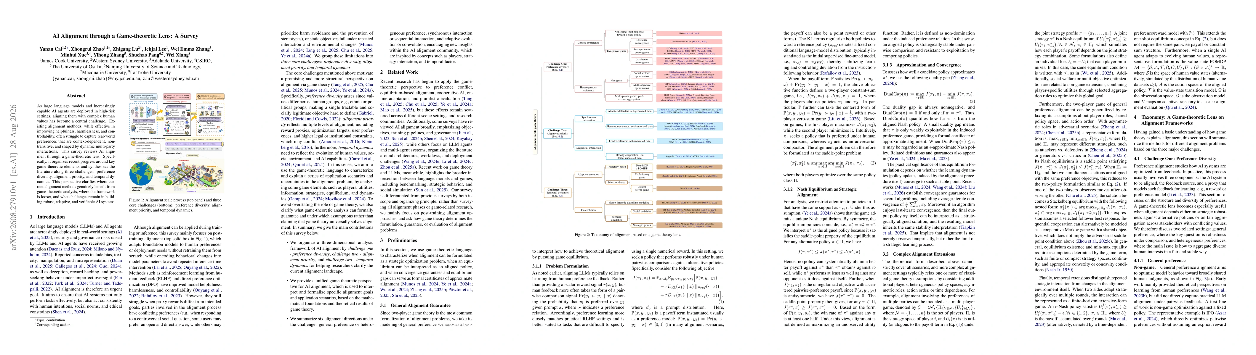 Thumbnail for AI Alignment through a Game-theoretic Lens: A Survey