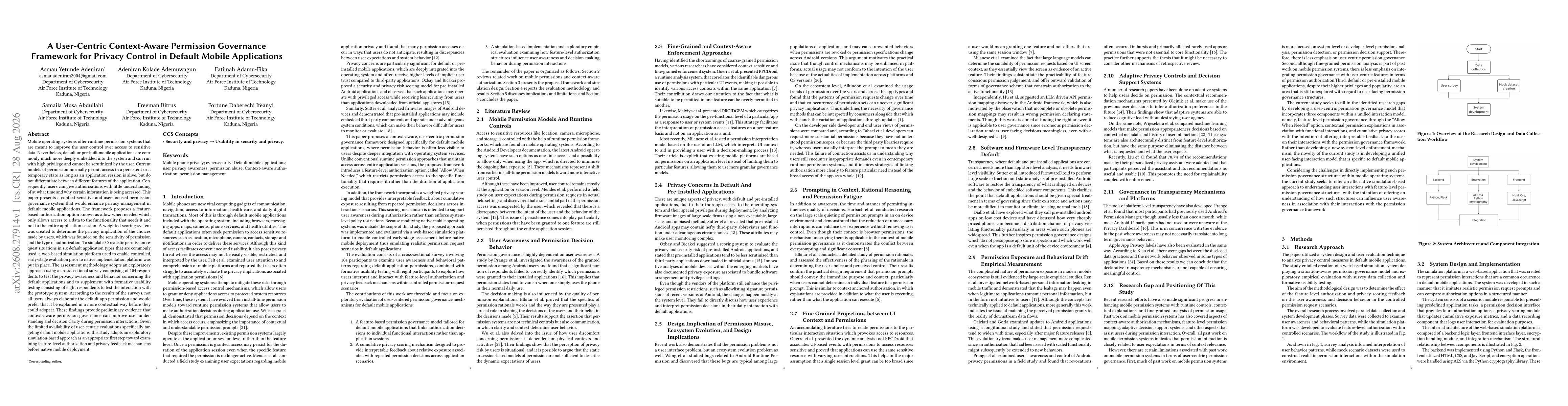 Thumbnail for A User-Centric Context-Aware Permission Governance Framework for Privacy Control in Default Mobile Applications