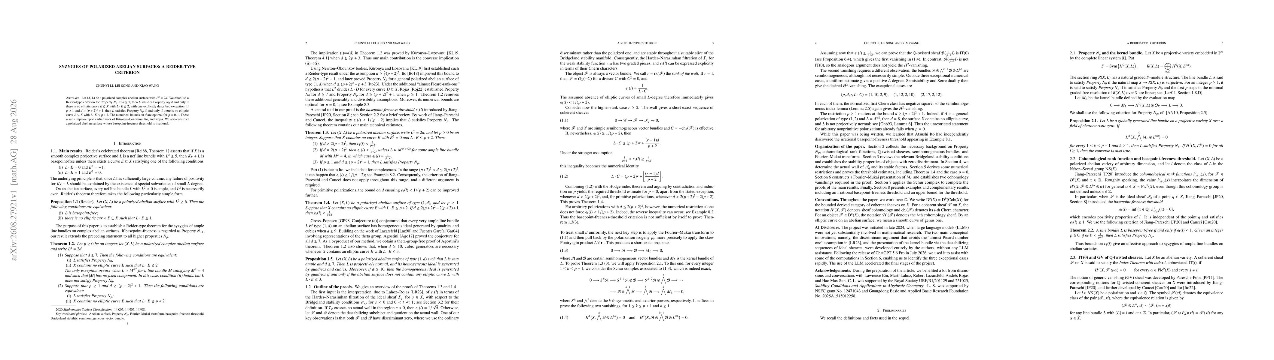 Thumbnail for Syzygies of Polarized Abelian Surfaces: A Reider-Type Criterion
