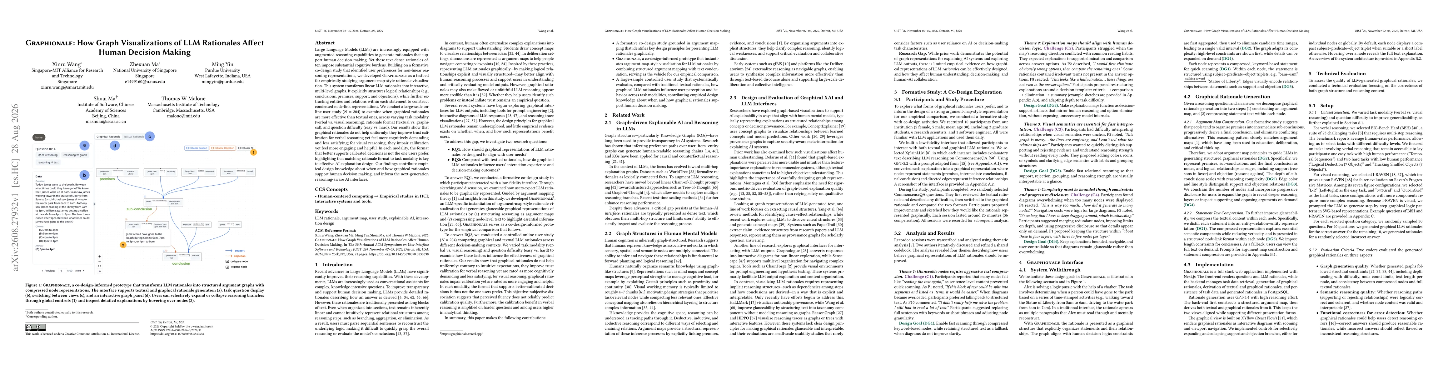Thumbnail for Graphionale: How Graph Visualizations of LLM Rationales Affect Human Decision Making