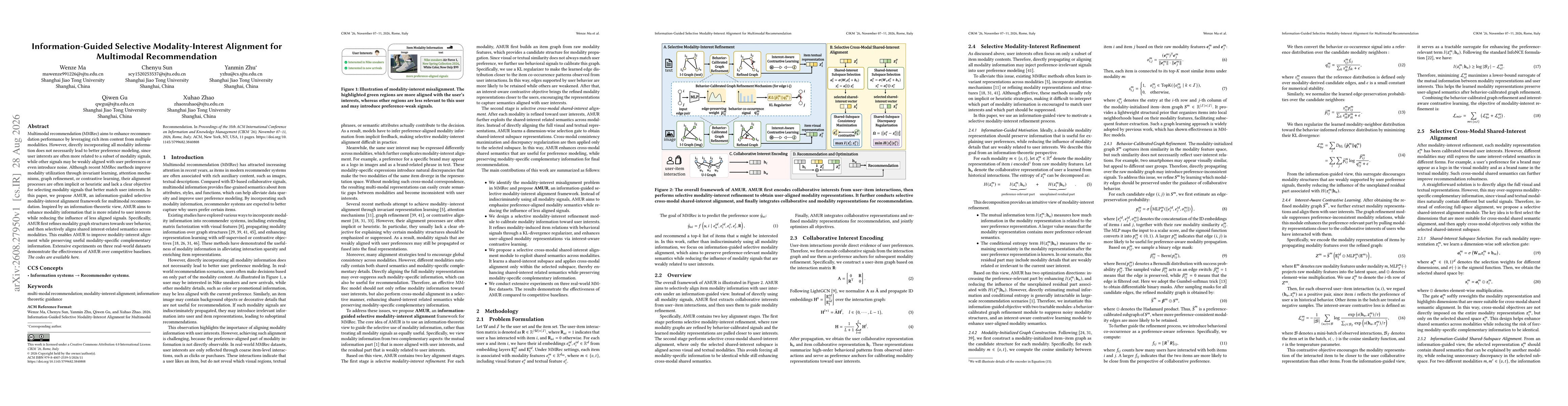 Thumbnail for Information-Guided Selective Modality-Interest Alignment for Multimodal Recommendation