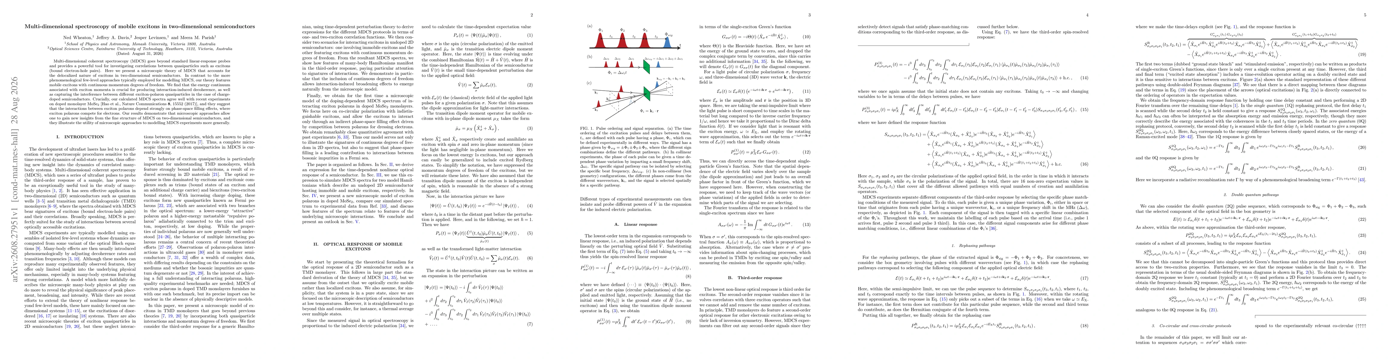Thumbnail for Multi-dimensional spectroscopy of mobile excitons in two-dimensional semiconductors