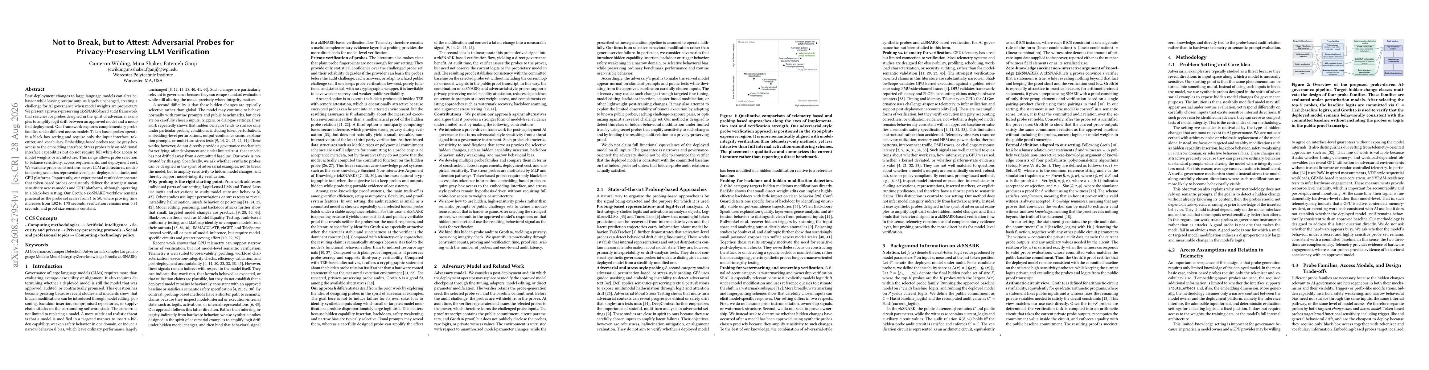Thumbnail for Not to Break, but to Attest: Adversarial Probes for Privacy-Preserving LLM Verification