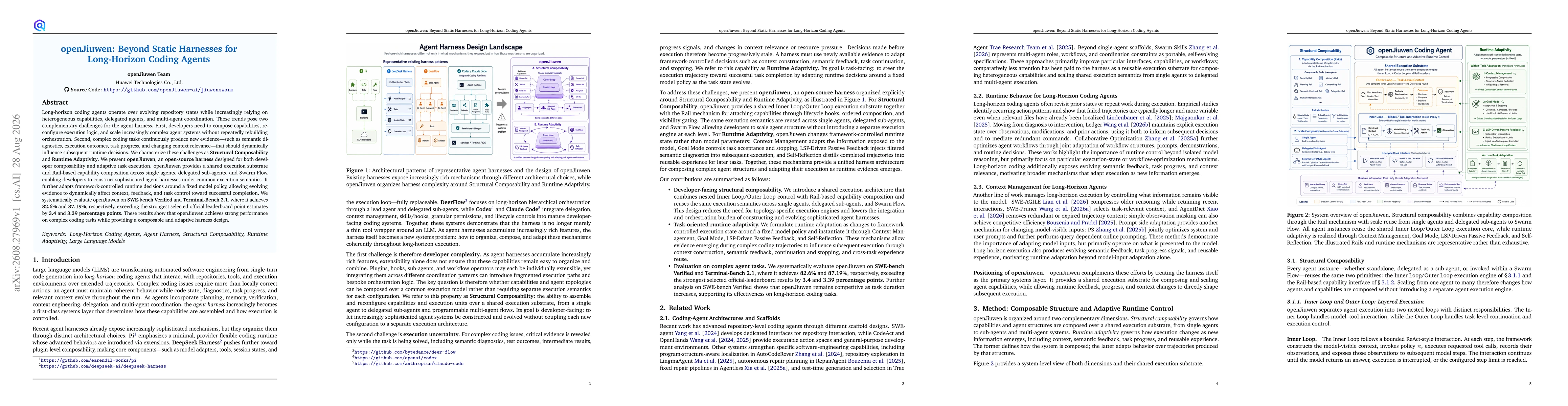 Thumbnail for openJiuwen: Beyond Static Harnesses for Long-Horizon Coding Agents