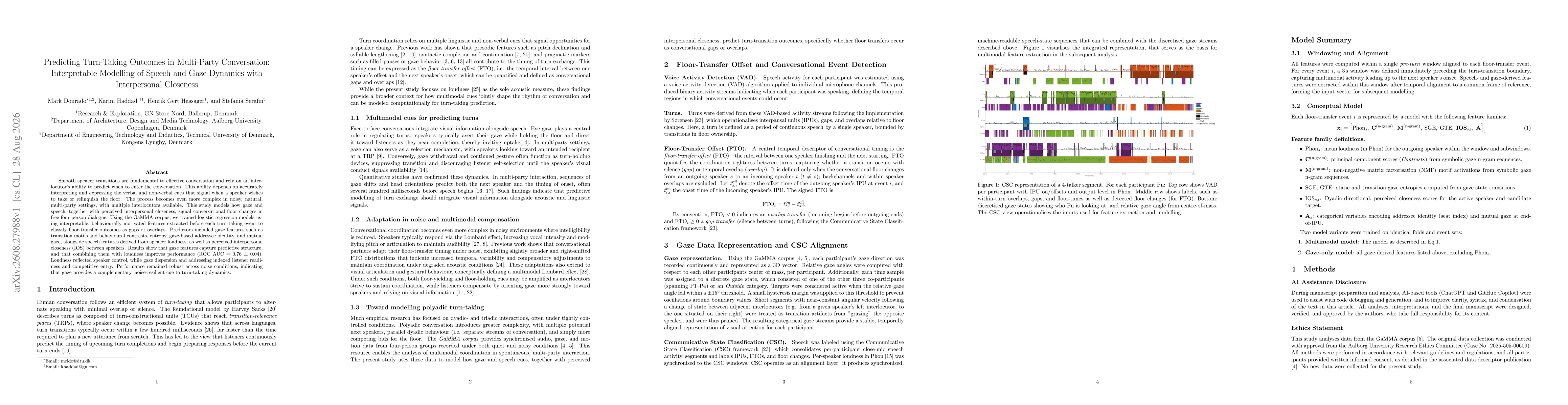Thumbnail for Predicting Turn-Taking Outcomes in Multi-Party Conversation: Interpretable Modelling of Speech and Gaze Dynamics with Interpersonal Closeness