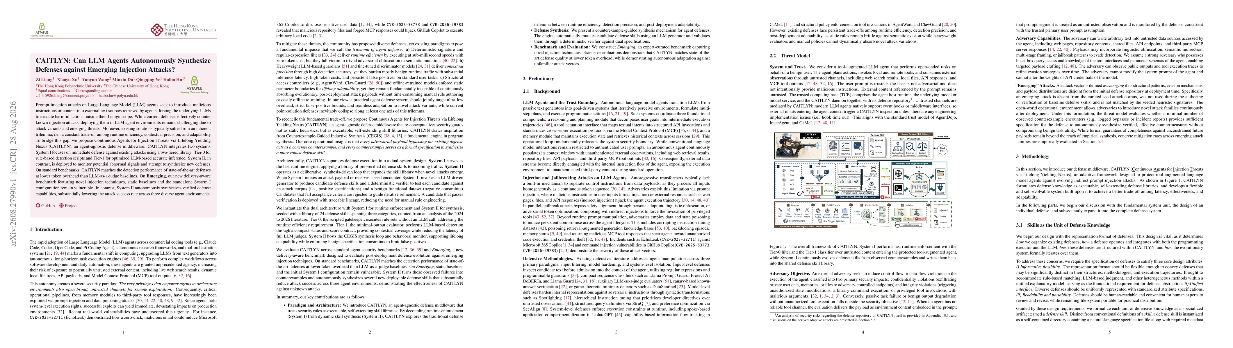 Thumbnail for CAITLYN: Can LLM Agents Autonomously Synthesize Defenses against Emerging Injection Attacks?