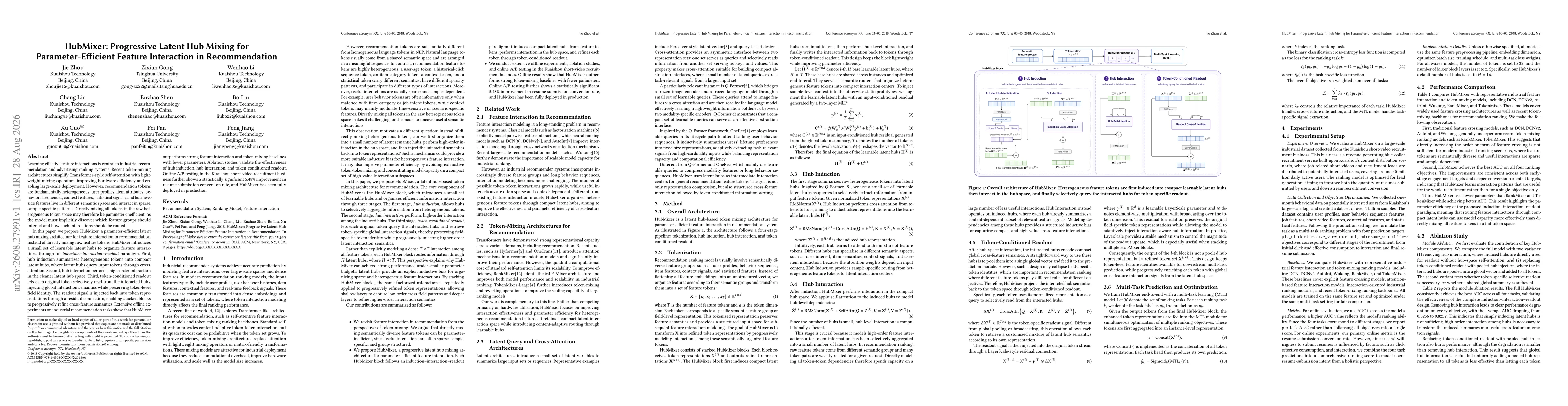 Thumbnail for HubMixer: Progressive Latent Hub Mixing for Parameter-Efficient Feature Interaction in Recommendation