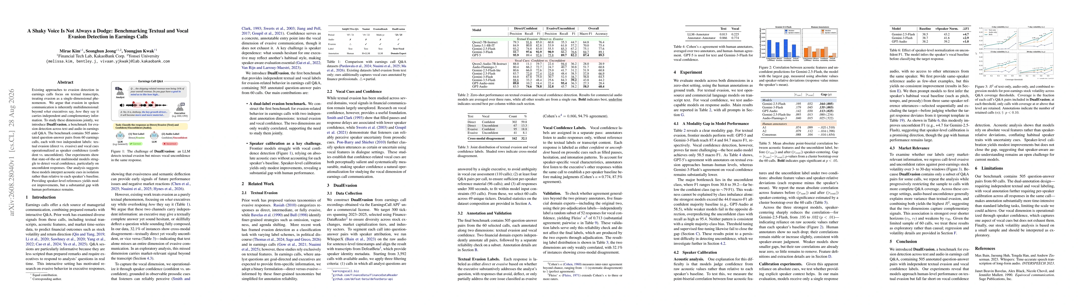 Thumbnail for A Shaky Voice Is Not Always a Dodge: Benchmarking Textual and Vocal Evasion Detection in Earnings Calls