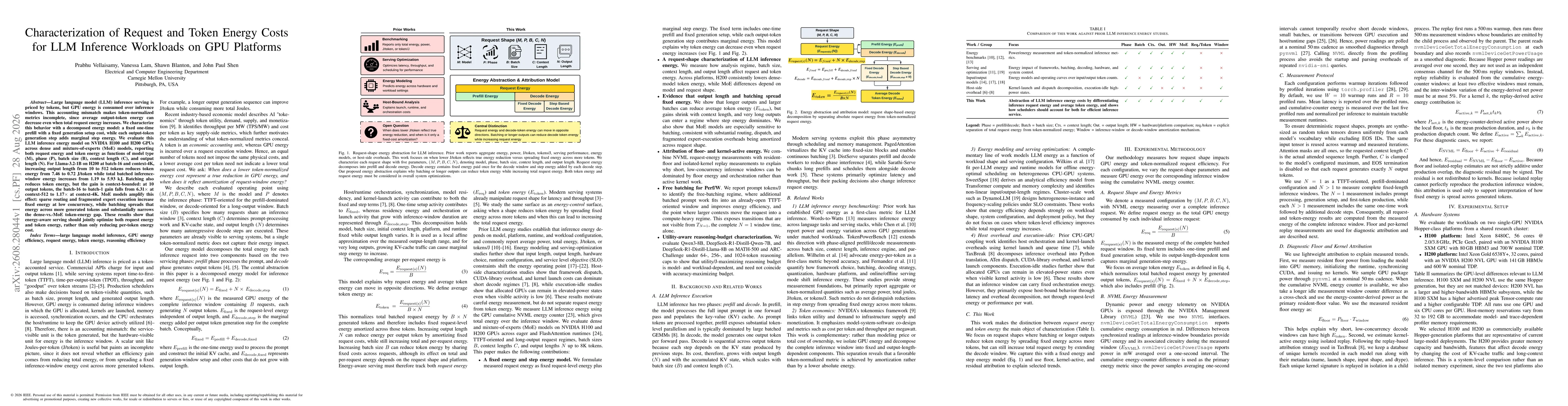 Thumbnail for Characterization of Request and Token Energy Costs for LLM Inference Workloads on GPU Platforms