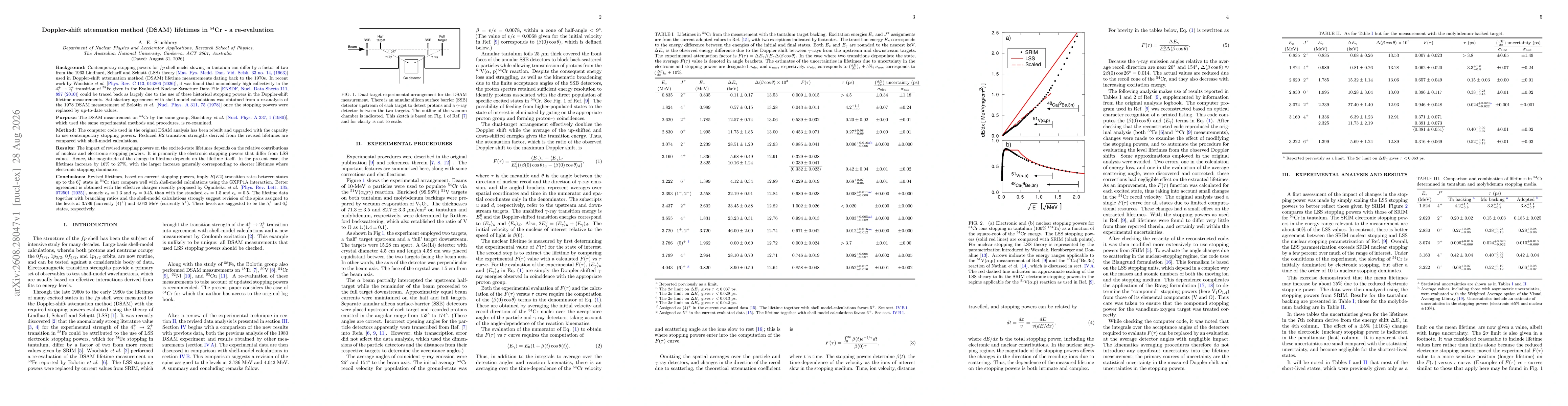 Thumbnail for Doppler-shift attenuation method (DSAM) lifetimes in $^{54}$Cr - a re-evaluation