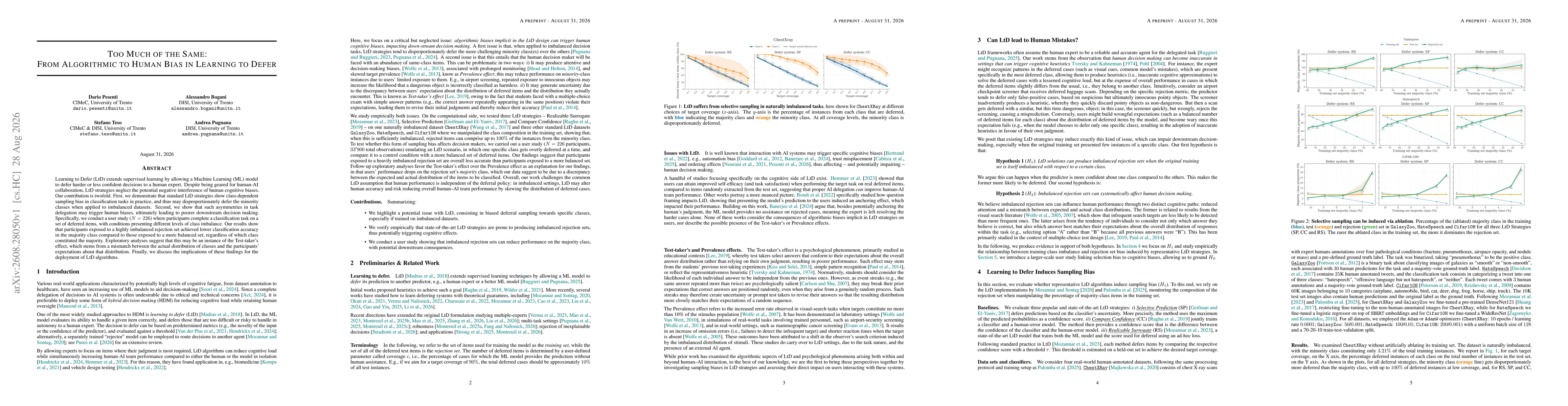 Thumbnail for Too Much of the Same: From Algorithmic to Human Bias in Learning to Defer