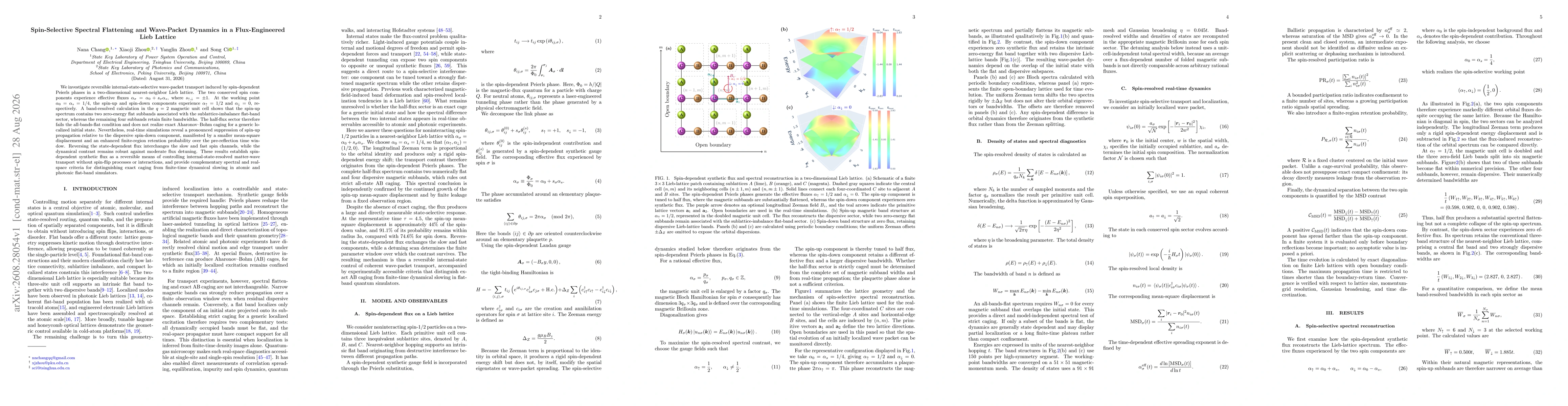Thumbnail for Spin-Selective Spectral Flattening and Wave-Packet Dynamics in a Flux-Engineered Lieb Lattice