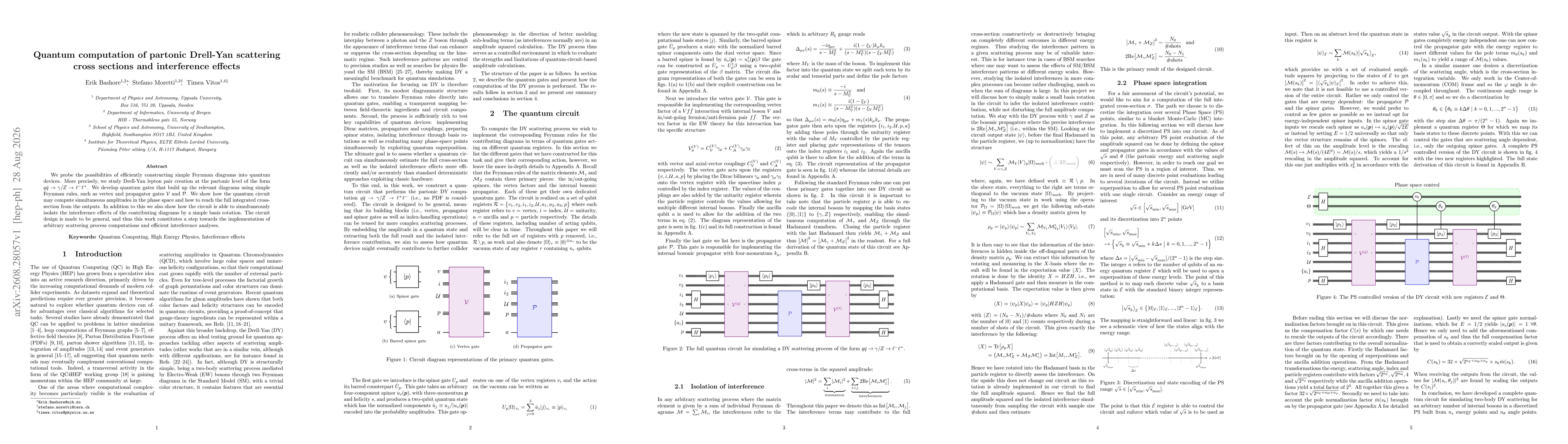 Thumbnail for Quantum computation of partonic Drell-Yan scattering cross sections and interference effects