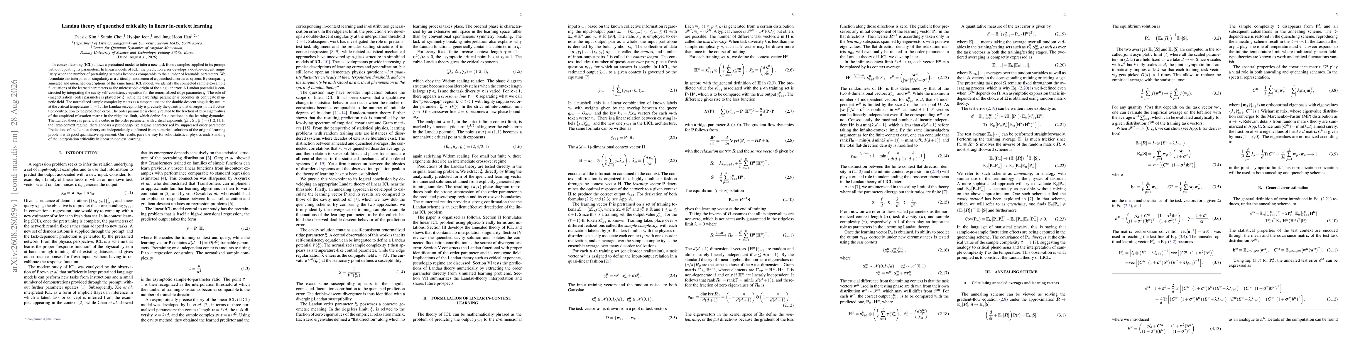 Thumbnail for Landau theory of quenched criticality in linear in-context learning