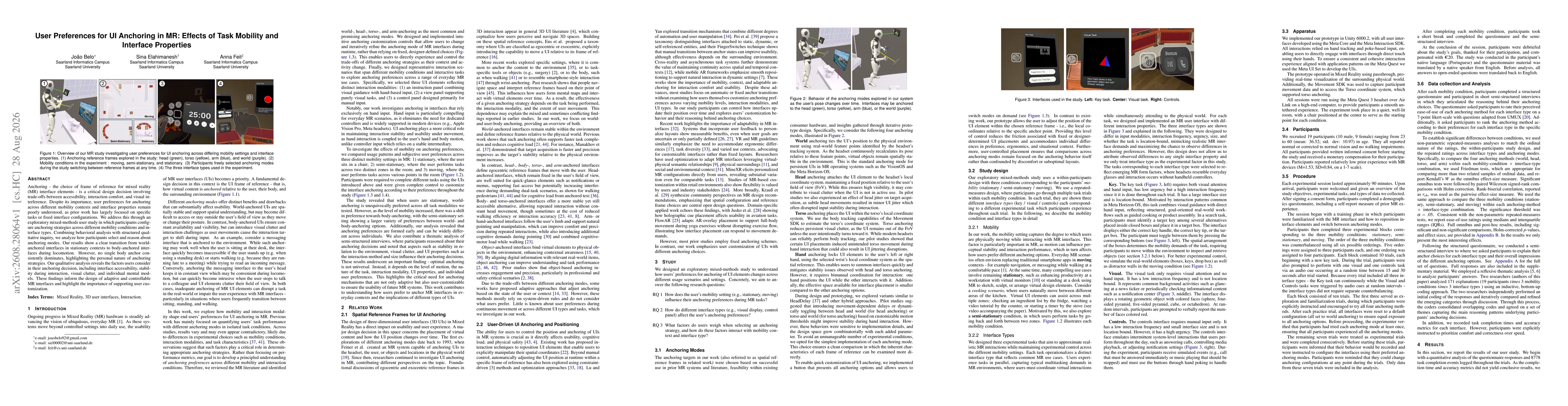 Thumbnail for User Preferences for UI Anchoring in MR: Effects of Task Mobility and Interface Properties