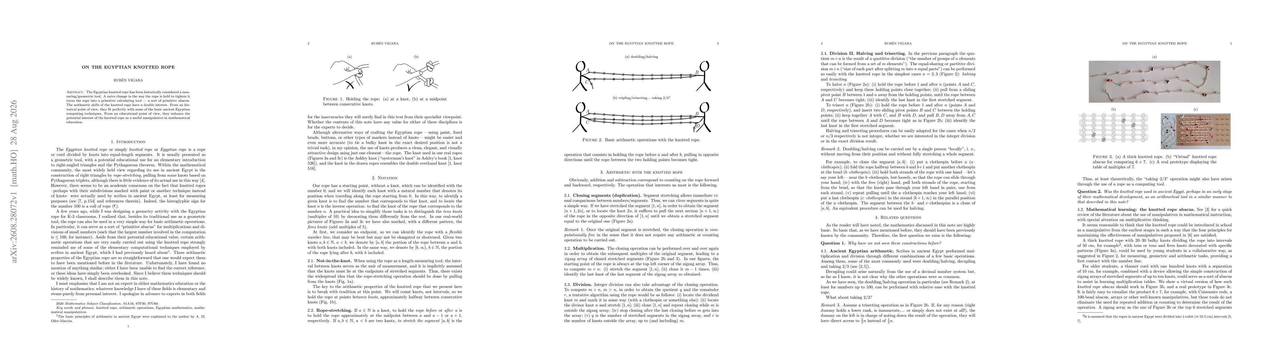 Thumbnail for On the Egyptian knotted rope