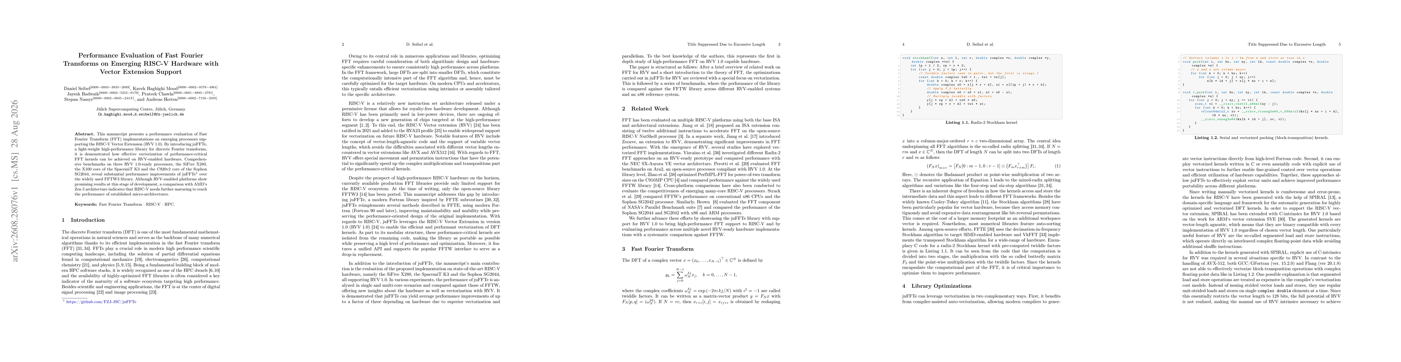 Thumbnail for Performance Evaluation of Fast Fourier Transforms on Emerging RISC-V Hardware with Vector Extension Support