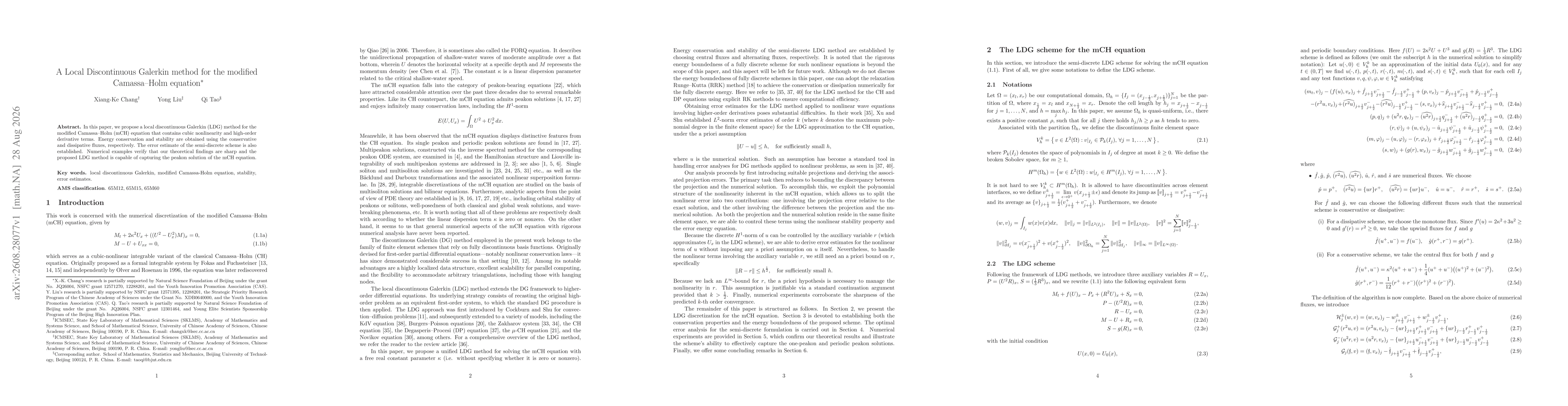 Thumbnail for A Local Discontinuous Galerkin method for the modified Camassa--Holm equation