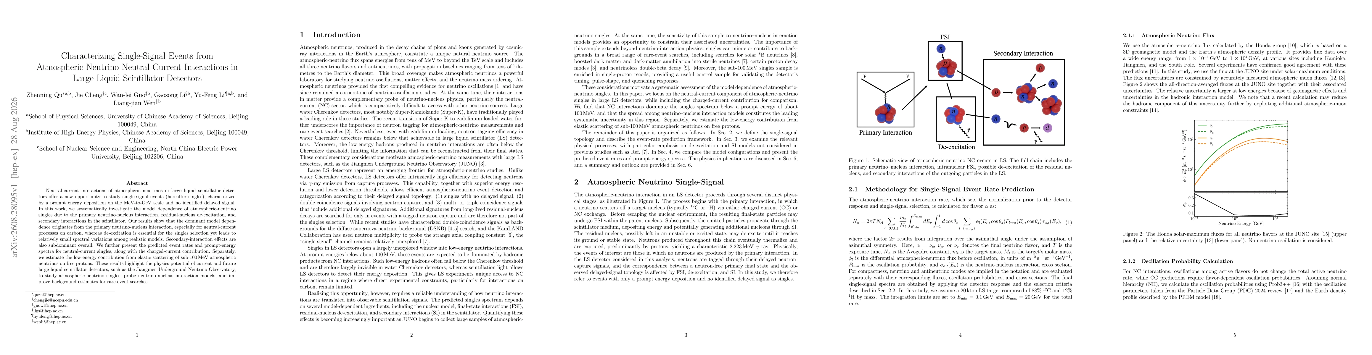 Thumbnail for Characterizing Single-Signal Events from Atmospheric-Neutrino Neutral-Current Interactions in Large Liquid Scintillator Detectors